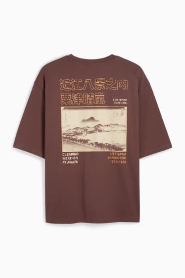 Heren - T-shirt - oversized - donkerbruin