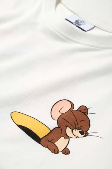 Pánské - Tričko - oversized - Tom a Jerry - bílá