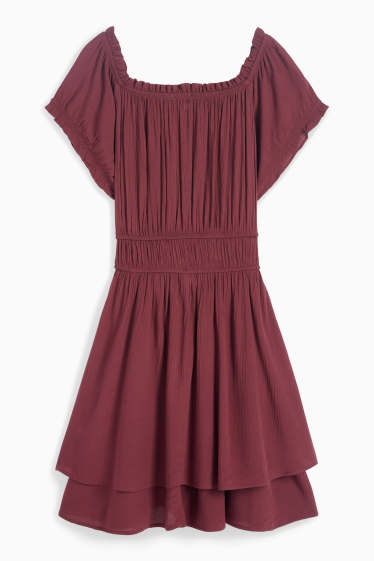 Damen - Fit & Flare Kleid - bordeaux