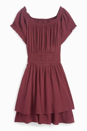 Damen - Fit & Flare Kleid - bordeaux