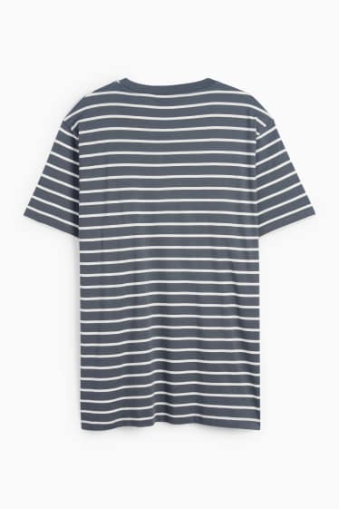 Men - T-shirt - regular fit - striped - dark gray