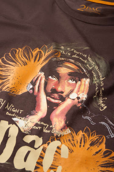 Herren - T-Shirt - Relaxed Fit - Tupac - dunkelbraun