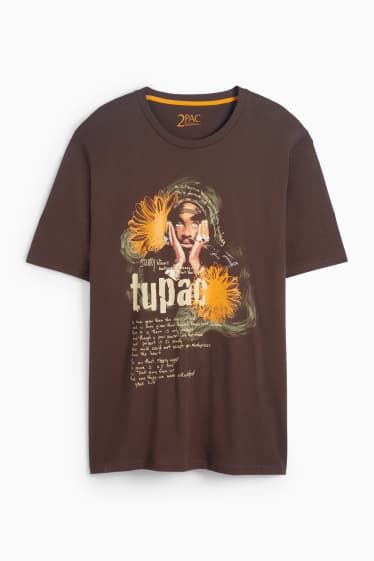 Herren - T-Shirt - Relaxed Fit - Tupac - dunkelbraun