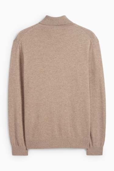 Herren - Kaschmir-Rollkragenpullover - hellbraun