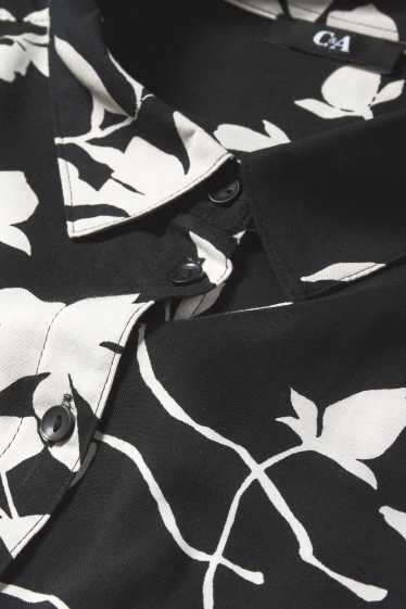 Damen - Bluse - geblümt - schwarz / weiss