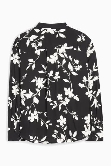 Damen - Bluse - geblümt - schwarz / weiss