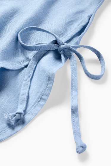 Damen - Bluse mit Leinen-Anteil - hellblau