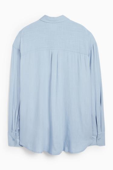 Damen - Bluse mit Leinen-Anteil - hellblau