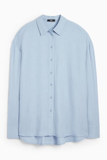 Damen - Bluse mit Leinen-Anteil - hellblau