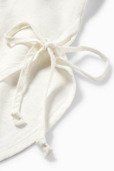 Damen - Bluse mit Leinen-Anteil - cremeweiss