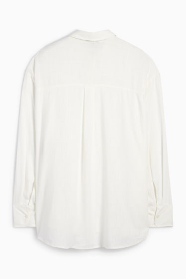 Damen - Bluse mit Leinen-Anteil - cremeweiss