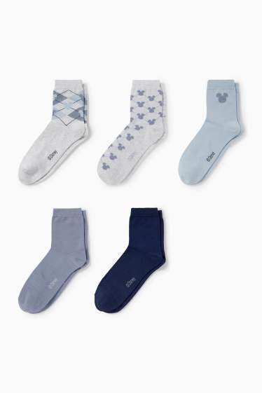 Donna - Confezione da 5 - calze con motivo - Topolino - azzurro