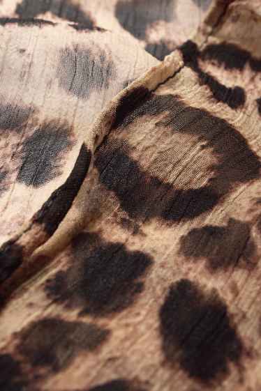 Damen - Kimono - Leo-Print - schwarz / beige