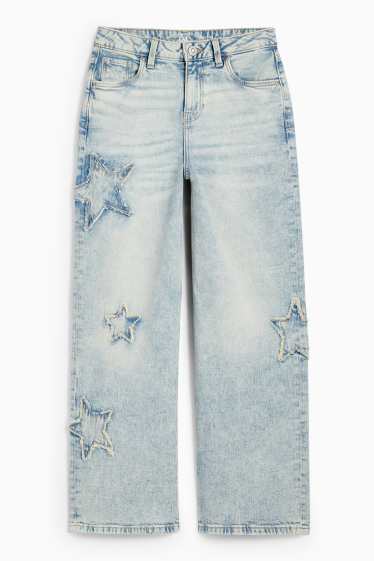 Kinderen: meisjes - Ster - wide leg jeans - jeanslichtblauw