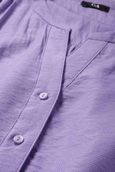 Dames - Blouse met V-hals - met structuur - paars