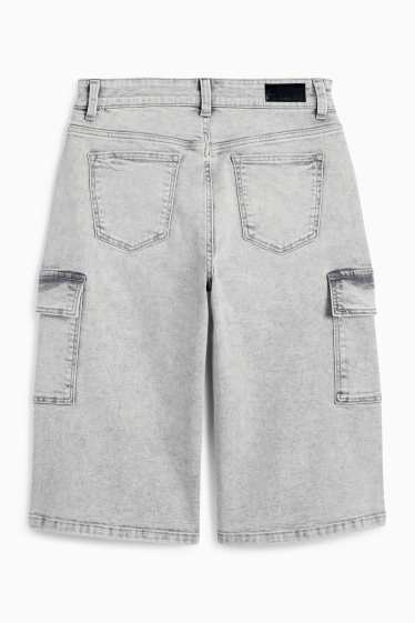 Kinder Mädchen - Jeans-Cargo-Bermudas - helljeansgrau