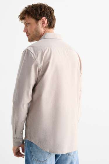 Herren - Hemd - Regular Fit - Button-down - hellbeige