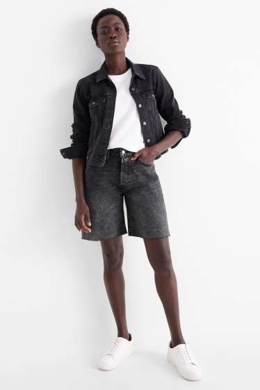 Damen - Jeans-Shorts - Mid Waist - LYCRA® - grau