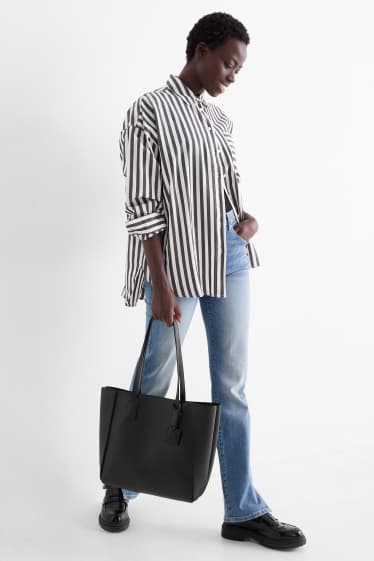 Women - Large shopper - faux leather - black