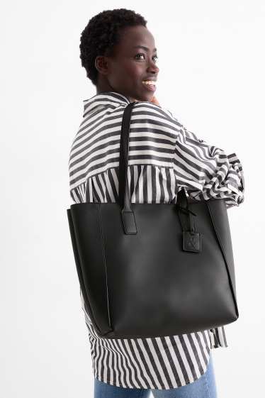 Women - Large shopper - faux leather - black