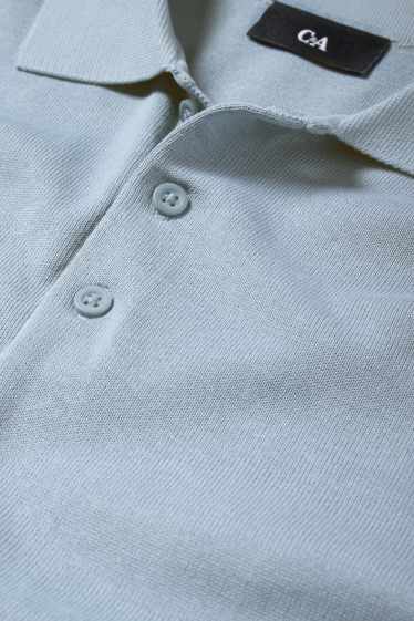 Herren - Strick-Poloshirt - hellblau