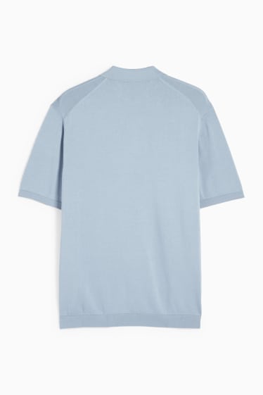 Herren - Strick-Poloshirt - hellblau