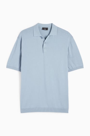 Herren - Strick-Poloshirt - hellblau
