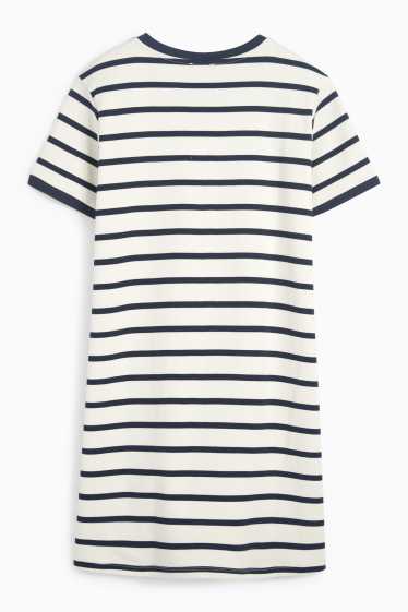 Damen - T-Shirt-Kleid - gestreift - dunkelblau / cremeweiß