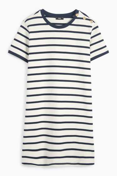 Damen - T-Shirt-Kleid - gestreift - dunkelblau / cremeweiß