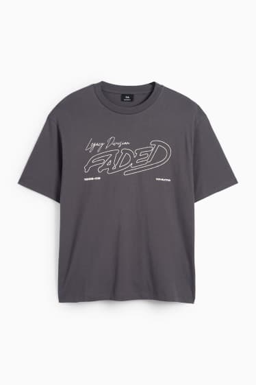 Pánské - Tričko - relaxed fit - tmavošedá
