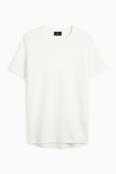 Heren - T-shirt - regular fit - met structuur - wit