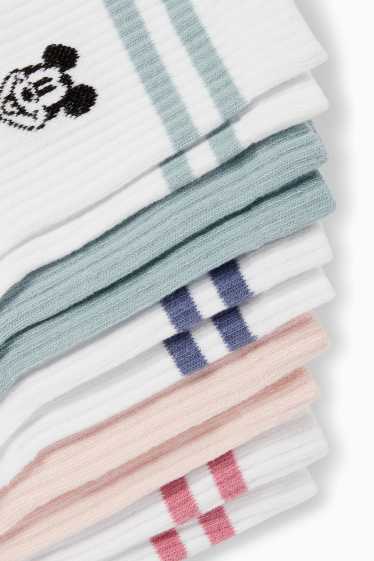 Damen - Multipack 5er - Tennissocken mit Motiv - Micky Maus - weiss