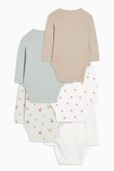 Unisex - Multipack 5er - Waldtiere - Baby-Wickelbody - mintgrün