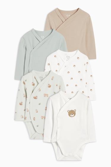 Unisex - Multipack 5er - Waldtiere - Baby-Wickelbody - mintgrün