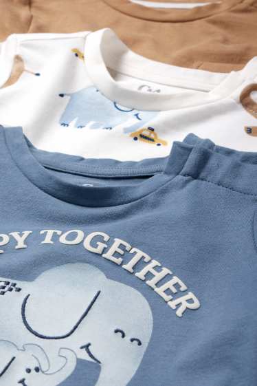 Baby Jungen - Multipack 3er - Elefant - Baby-Langarmshirt - blau