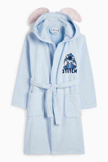 Kinder Mädchen - Lilo & Stitch - Bademantel mit Kapuze - hellblau