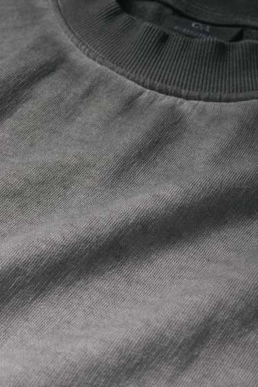 Men - T-shirt - oversized - patterned - dark gray