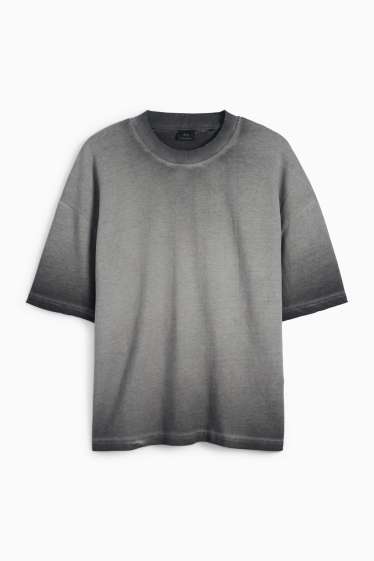 Men - T-shirt - oversized - patterned - dark gray