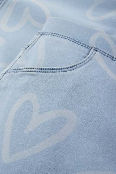 Kinderen: meisjes - Wide leg jeans - met patroon - lichtblauw