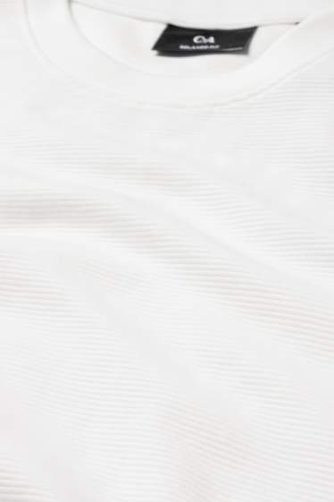 Herren - Sweatshirt - kurzarm - gerippt - weiss