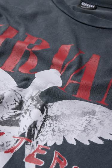 Heren - T-shirt - oversized - Nirvana - grijs-mix