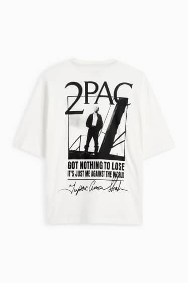 Men - T-shirt - oversized - Tupac - white