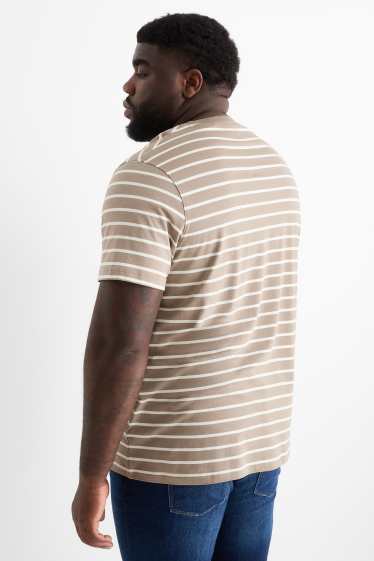 Hommes - T-shirt - regular fit - à rayures - taupe
