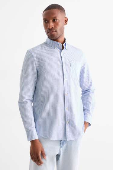Men - Shirt - regular fit - button-down collar - striped - blue / white