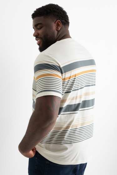 Heren - T-shirt - regular fit - gestreept - wit