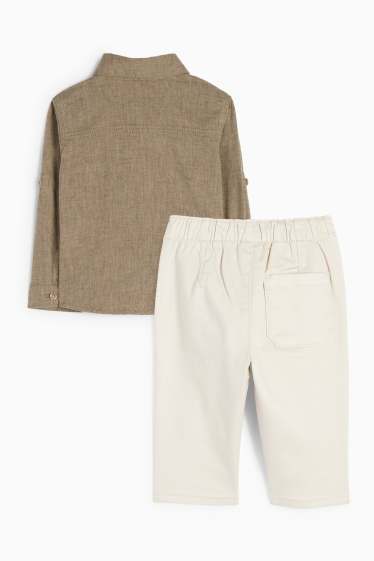 Baby: jongens - Baby-outfit - 2-delig - lichtbruin