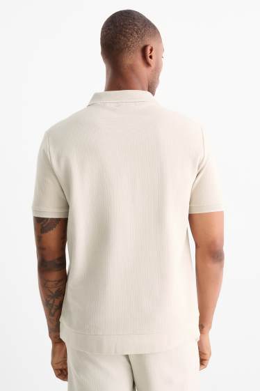 Men - Polo shirt - textured - beige