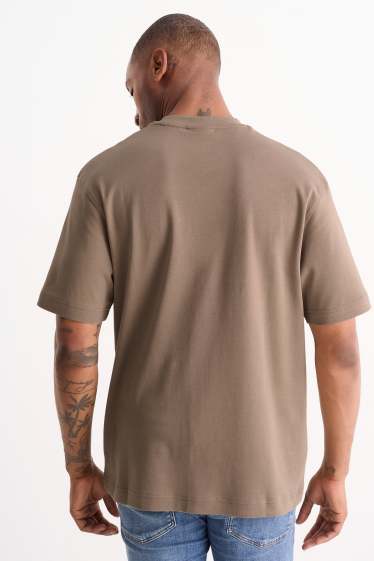 Heren - T-shirt - relaxed fit - taupe