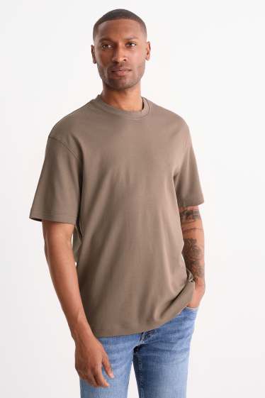 Heren - T-shirt - relaxed fit - taupe