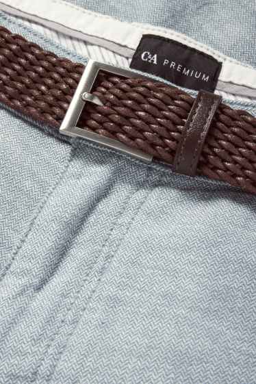 Heren - Korte broek met riem en linnengehalte - grijs-mix